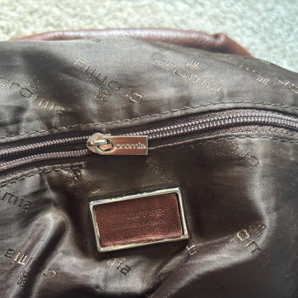 RARE CROMIA Genuine Italian Leather Double Handle Silv Hardware Made in Italy - Picture 6 of 14